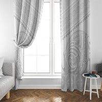 Niue White Sunday Window Curtain Aho Tapu Fanau Hiapo Pattern LT14 - Polynesian Pride
