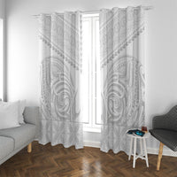 Niue White Sunday Window Curtain Aho Tapu Fanau Hiapo Pattern LT14 With Grommets White - Polynesian Pride