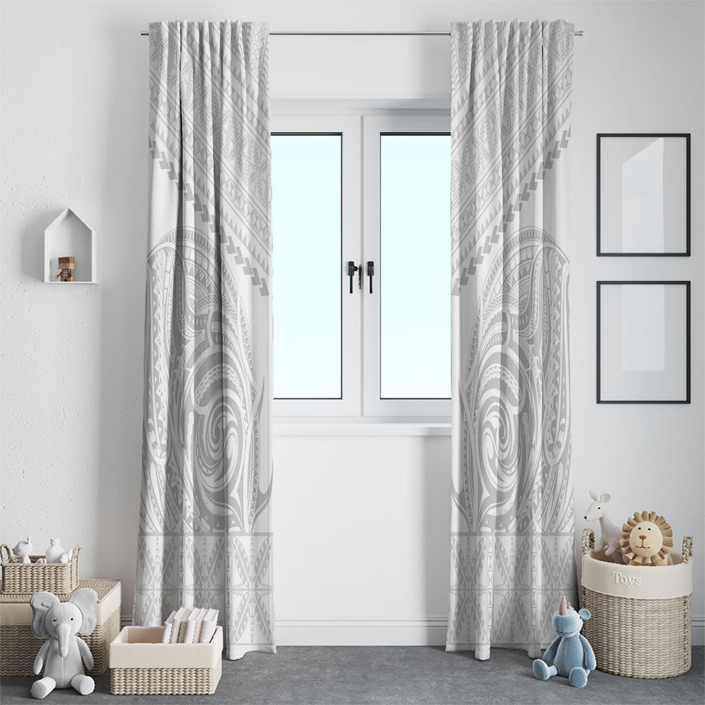 Niue White Sunday Window Curtain Aho Tapu Fanau Hiapo Pattern LT14 - Polynesian Pride