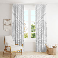 Niue White Sunday Window Curtain Aho Tapu Fanau Hiapo Pattern LT14 - Polynesian Pride