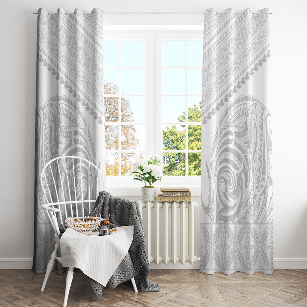Niue White Sunday Window Curtain Aho Tapu Fanau Hiapo Pattern LT14 - Polynesian Pride