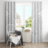 Niue White Sunday Window Curtain Aho Tapu Fanau Hiapo Pattern LT14 - Polynesian Pride