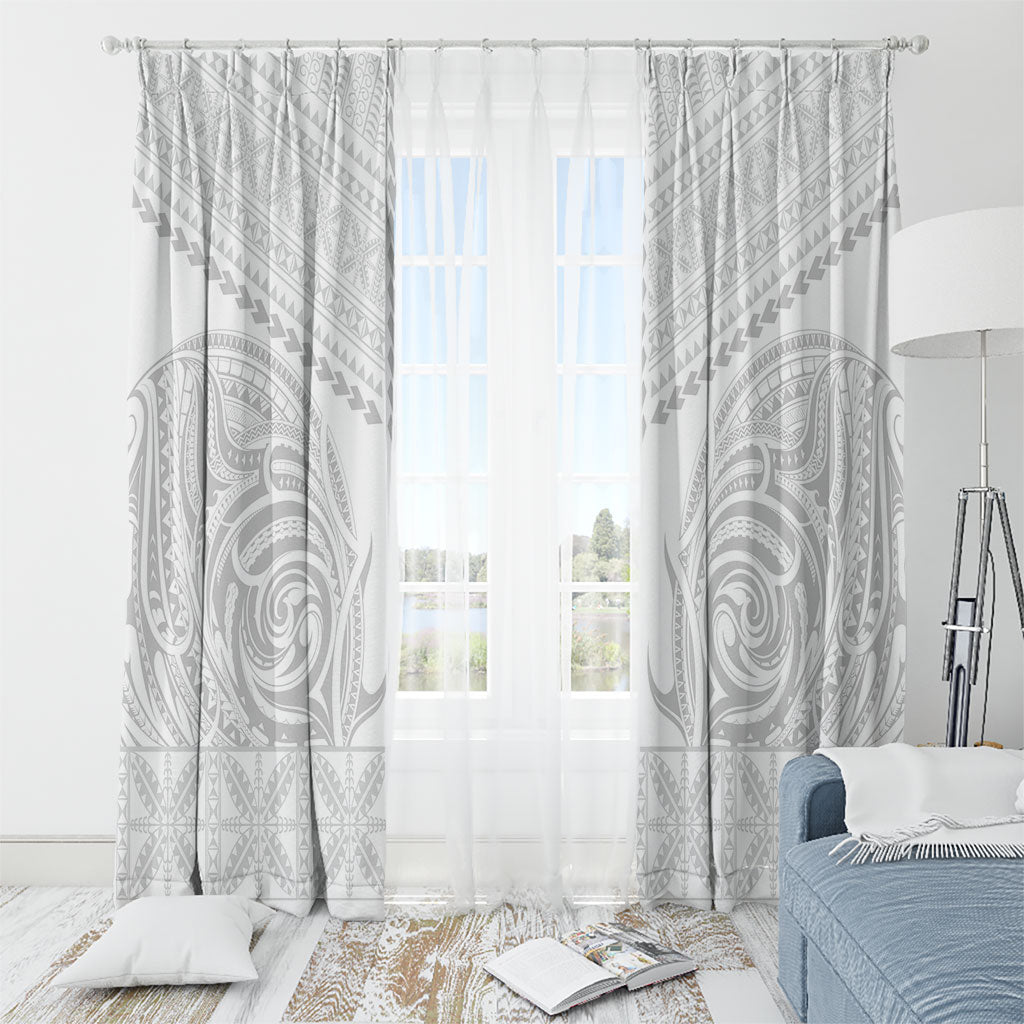 Niue White Sunday Window Curtain Aho Tapu Fanau Hiapo Pattern LT14 - Polynesian Pride