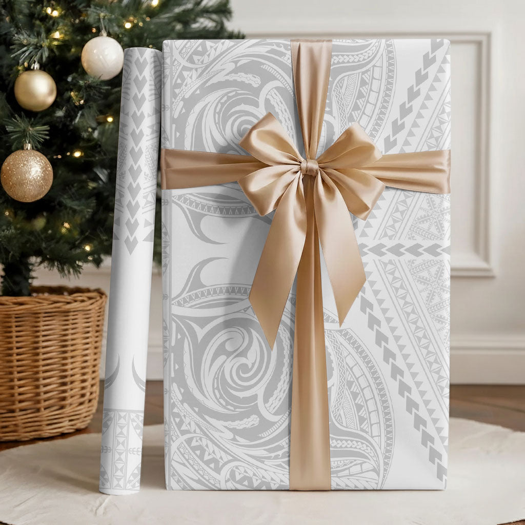 Niue White Sunday Wrapping Paper Aho Tapu Fanau Hiapo Pattern LT14 - Polynesian Pride