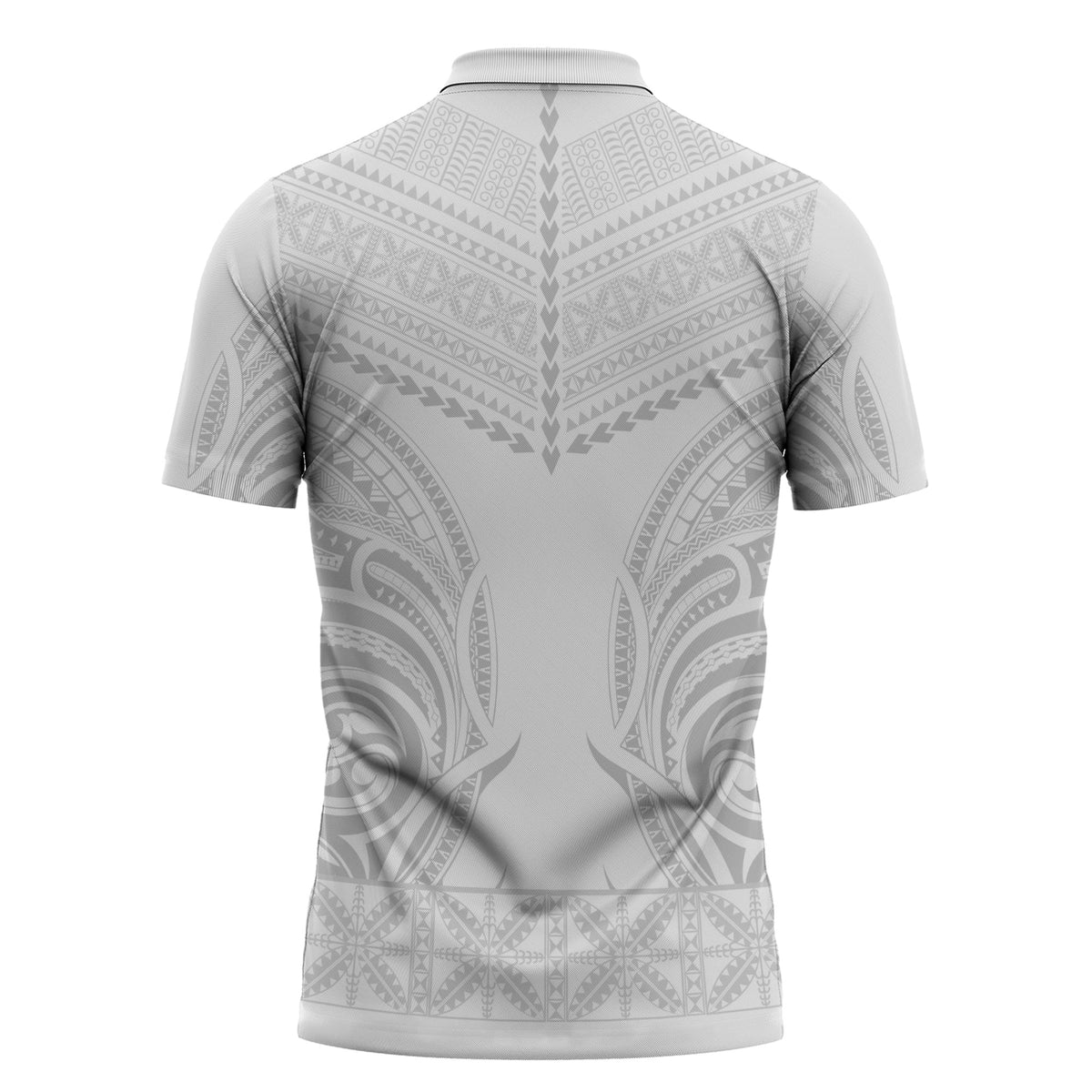 Niue White Sunday Zipper Polo Shirt Aho Tapu Fanau Hiapo Pattern LT14 - Polynesian Pride
