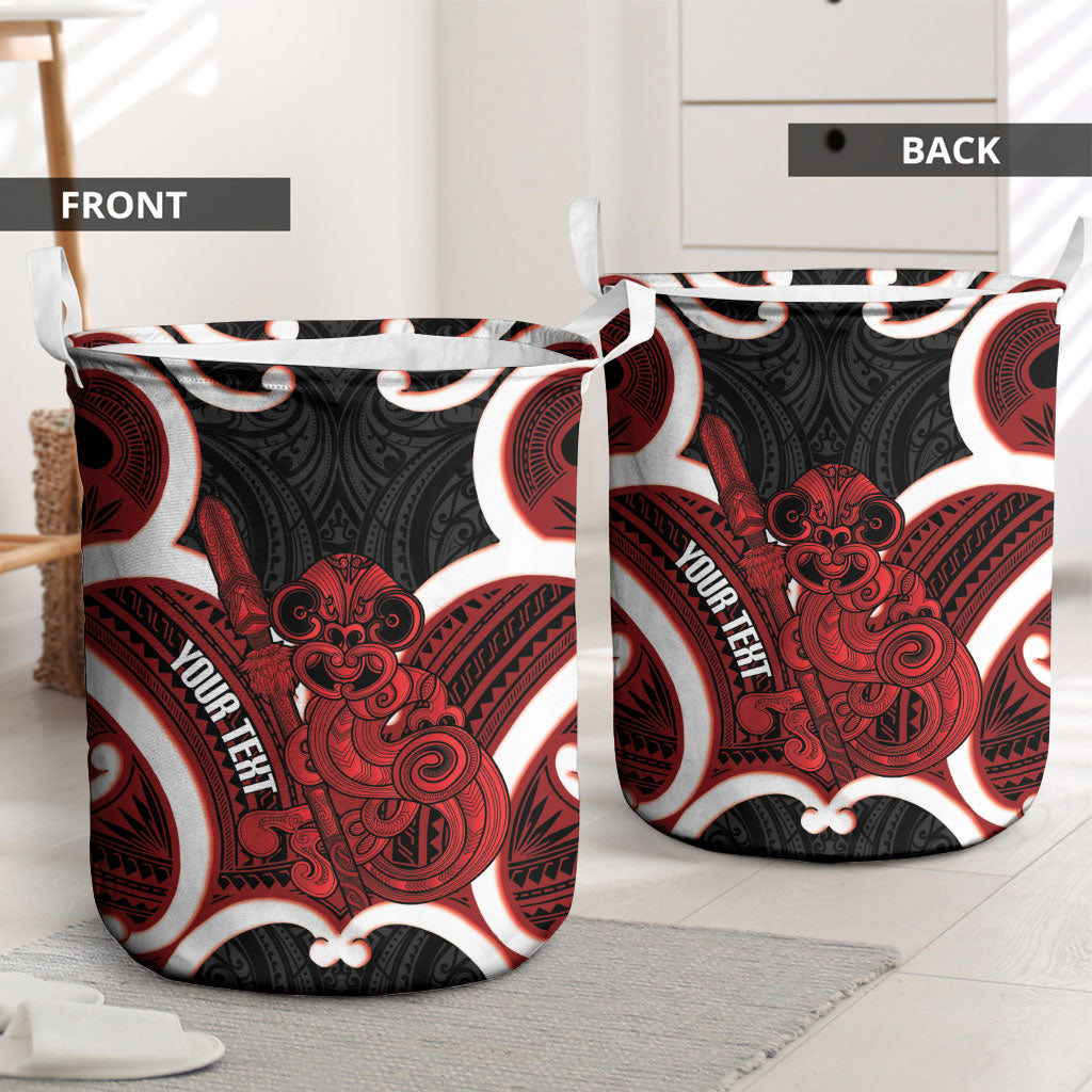 Whero Aotearoa Atua Tumatauenga Personalised Laundry Basket Maori God Of War Tiki With Taiaha LT14 - Polynesian Pride