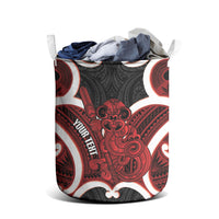 Whero Aotearoa Atua Tumatauenga Personalised Laundry Basket Maori God Of War Tiki With Taiaha LT14 - Polynesian Pride