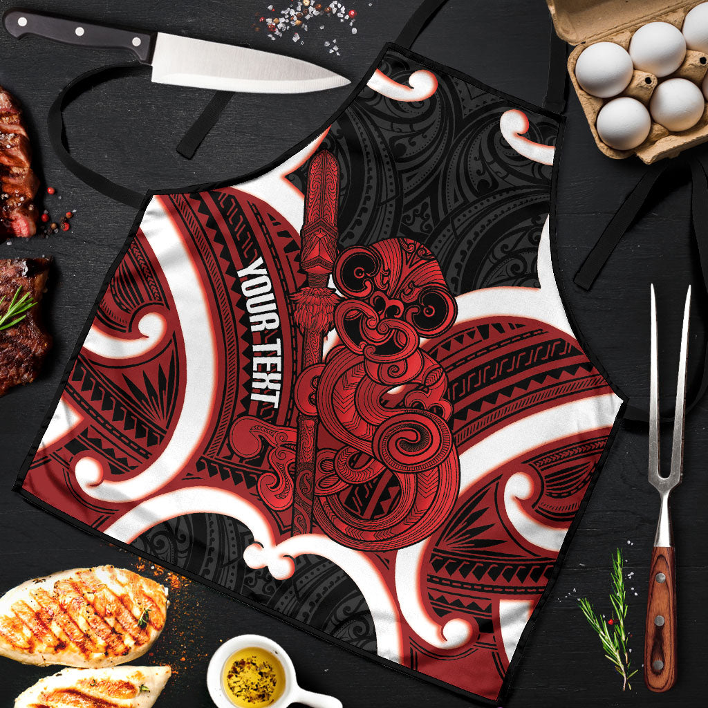 Whero Aotearoa Atua Tumatauenga Personalised Apron Maori God Of War Tiki With Taiaha LT14 Red - Polynesian Pride