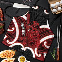 Whero Aotearoa Atua Tumatauenga Personalised Apron Maori God Of War Tiki With Taiaha LT14 Red - Polynesian Pride