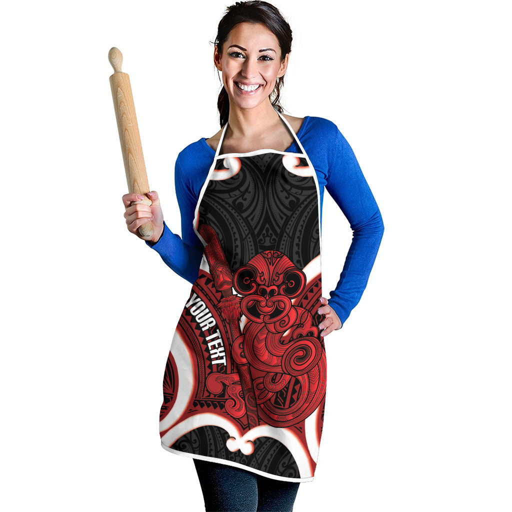 Whero Aotearoa Atua Tumatauenga Personalised Apron Maori God Of War Tiki With Taiaha LT14 - Polynesian Pride