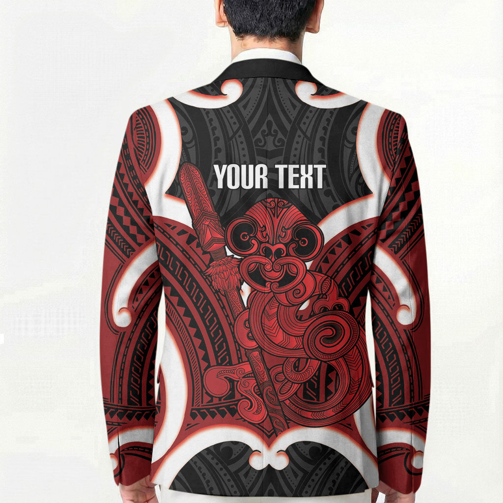 Whero Aotearoa Atua Tumatauenga Personalised Blazer Maori God Of War Tiki With Taiaha LT14 - Polynesian Pride