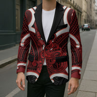 Whero Aotearoa Atua Tumatauenga Personalised Blazer Maori God Of War Tiki With Taiaha LT14 - Polynesian Pride