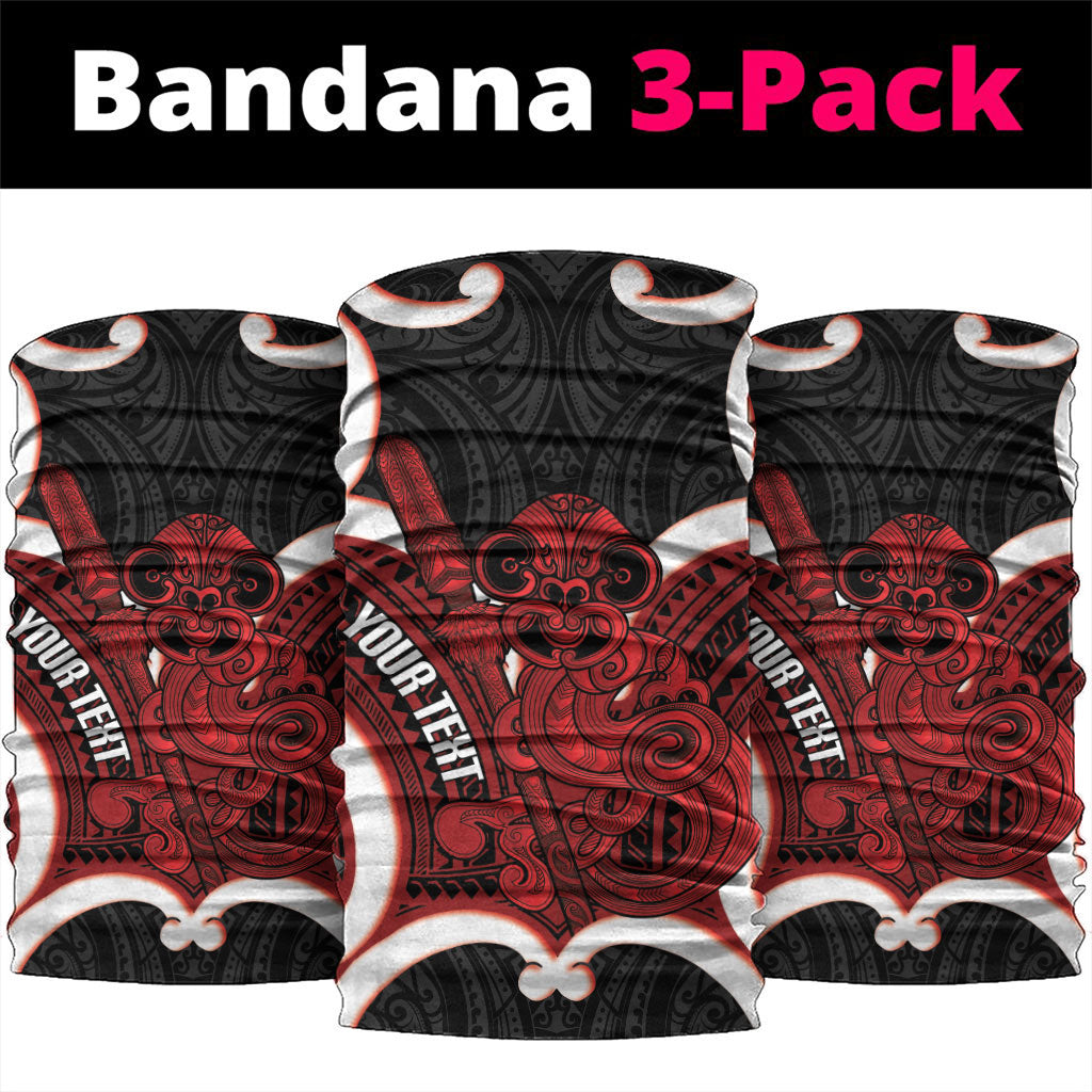 Whero Aotearoa Atua Tumatauenga Personalised Neck Gaiter Maori God Of War Tiki With Taiaha LT14 package One Size: 25*50cm Red - Polynesian Pride