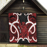 Whero Aotearoa Atua Tumatauenga Personalised Quilt Maori God Of War Tiki With Taiaha LT14 - Polynesian Pride