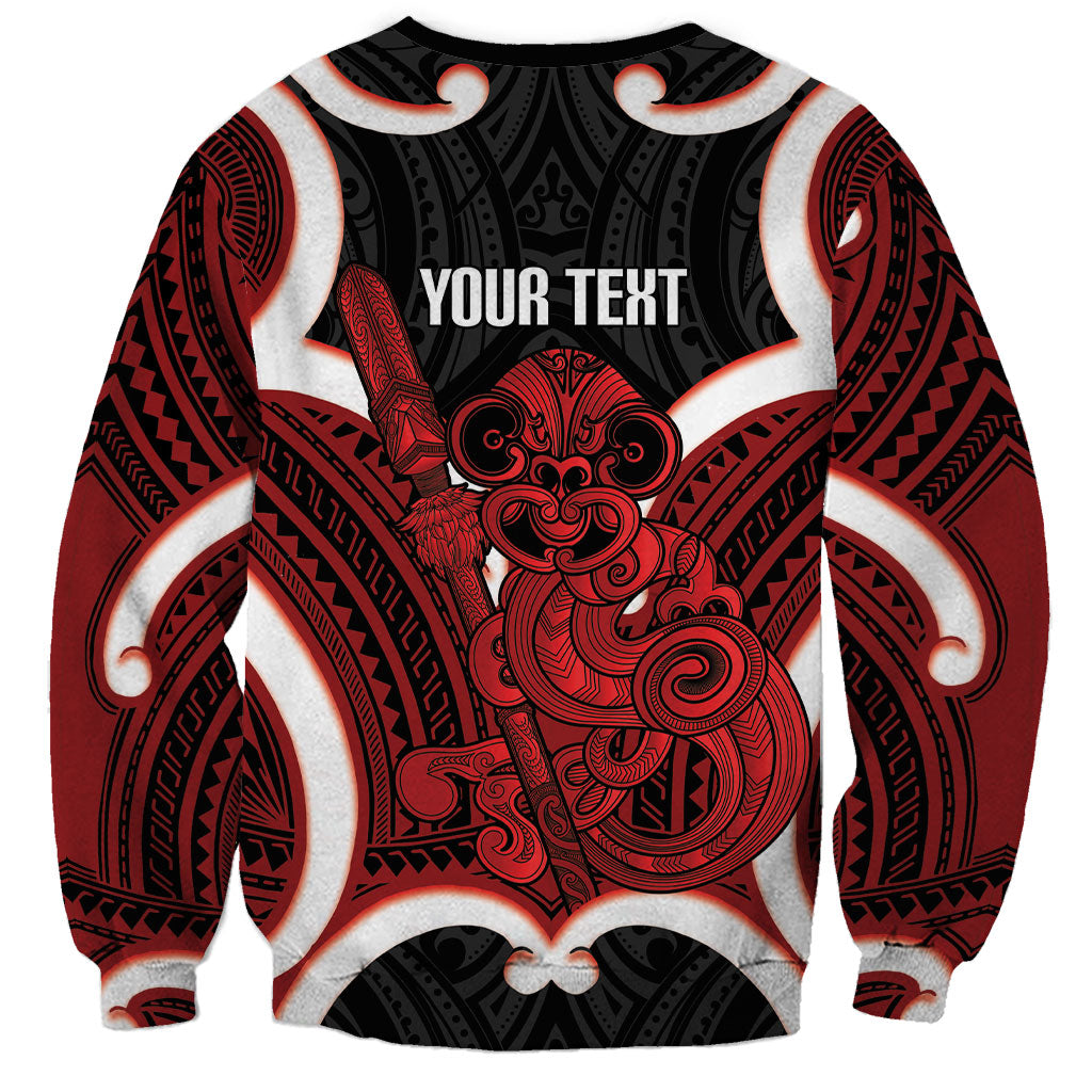 Whero Aotearoa Atua Tumatauenga Personalised Sweatshirt Maori God Of War Tiki With Taiaha LT14 - Polynesian Pride