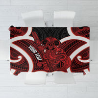 Whero Aotearoa Atua Tumatauenga Personalised Tablecloth Maori God Of War Tiki With Taiaha LT14 Red - Polynesian Pride