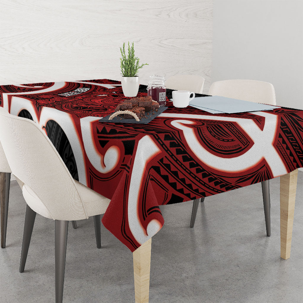 Whero Aotearoa Atua Tumatauenga Personalised Tablecloth Maori God Of War Tiki With Taiaha LT14 - Polynesian Pride