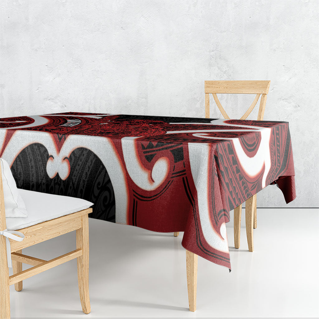 Whero Aotearoa Atua Tumatauenga Personalised Tablecloth Maori God Of War Tiki With Taiaha LT14 - Polynesian Pride