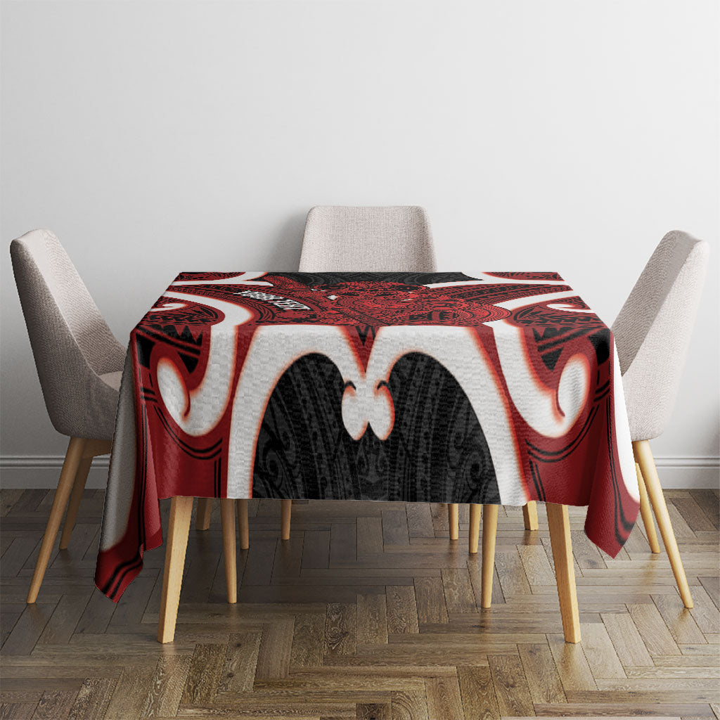 Whero Aotearoa Atua Tumatauenga Personalised Tablecloth Maori God Of War Tiki With Taiaha LT14 - Polynesian Pride