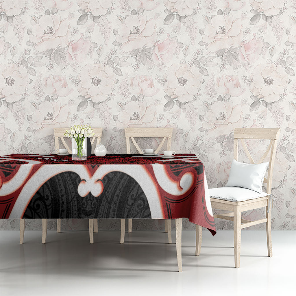 Whero Aotearoa Atua Tumatauenga Personalised Tablecloth Maori God Of War Tiki With Taiaha LT14 - Polynesian Pride