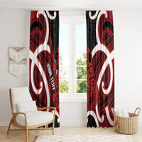 Whero Aotearoa Atua Tumatauenga Personalised Window Curtain Maori God Of War Tiki With Taiaha LT14 - Polynesian Pride