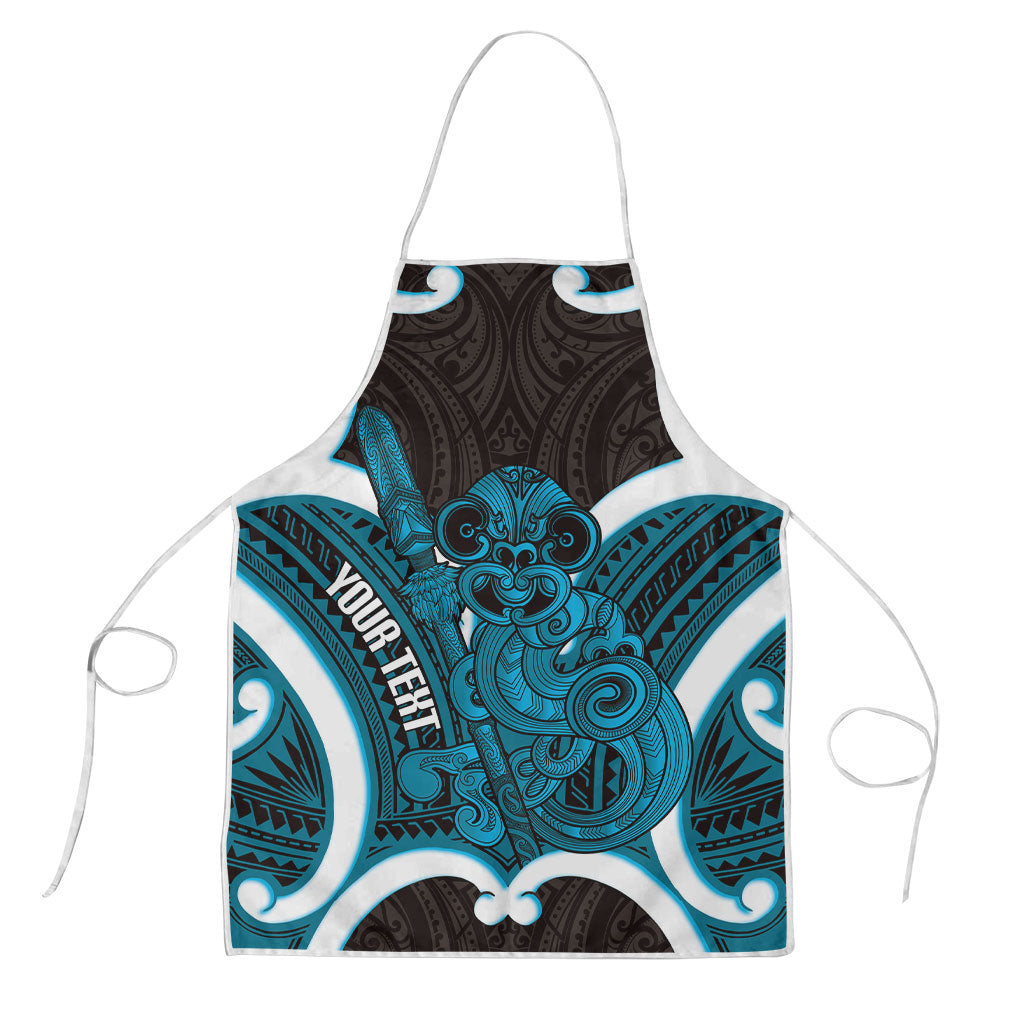 Kikorangi Aotearoa Atua Tumatauenga Personalised Apron Maori God Of War Tiki With Taiaha LT14 Blue - Polynesian Pride
