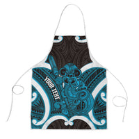 Kikorangi Aotearoa Atua Tumatauenga Personalised Apron Maori God Of War Tiki With Taiaha LT14 Blue - Polynesian Pride