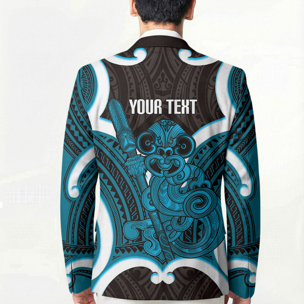 Kikorangi Aotearoa Atua Tumatauenga Personalised Blazer Maori God Of War Tiki With Taiaha LT14 - Polynesian Pride