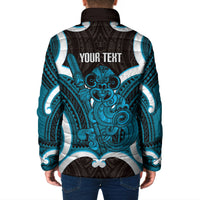 Kikorangi Aotearoa Atua Tumatauenga Personalised Padded Jacket Maori God Of War Tiki With Taiaha LT14 - Polynesian Pride