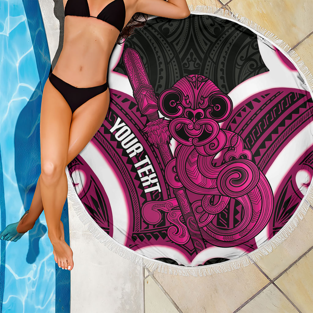 Mawhero Aotearoa Atua Tumatauenga Personalised Beach Blanket Maori God Of War Tiki With Taiaha LT14 - Polynesian Pride