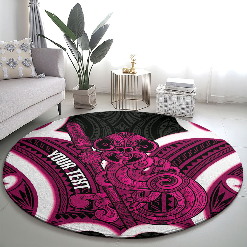 Mawhero Aotearoa Atua Tumatauenga Personalised Round Carpet Maori God Of War Tiki With Taiaha LT14 - Polynesian Pride