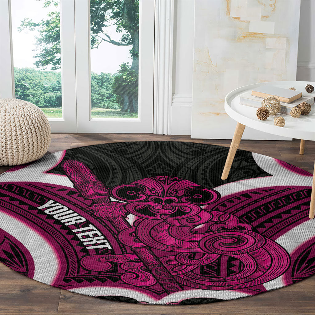 Mawhero Aotearoa Atua Tumatauenga Personalised Round Carpet Maori God Of War Tiki With Taiaha LT14 - Polynesian Pride