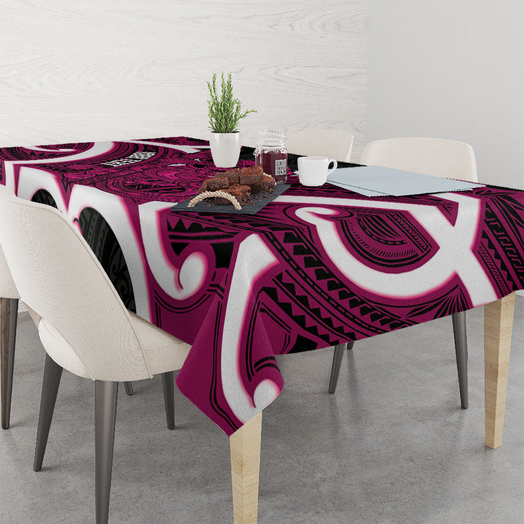 Mawhero Aotearoa Atua Tumatauenga Personalised Tablecloth Maori God Of War Tiki With Taiaha LT14 - Polynesian Pride