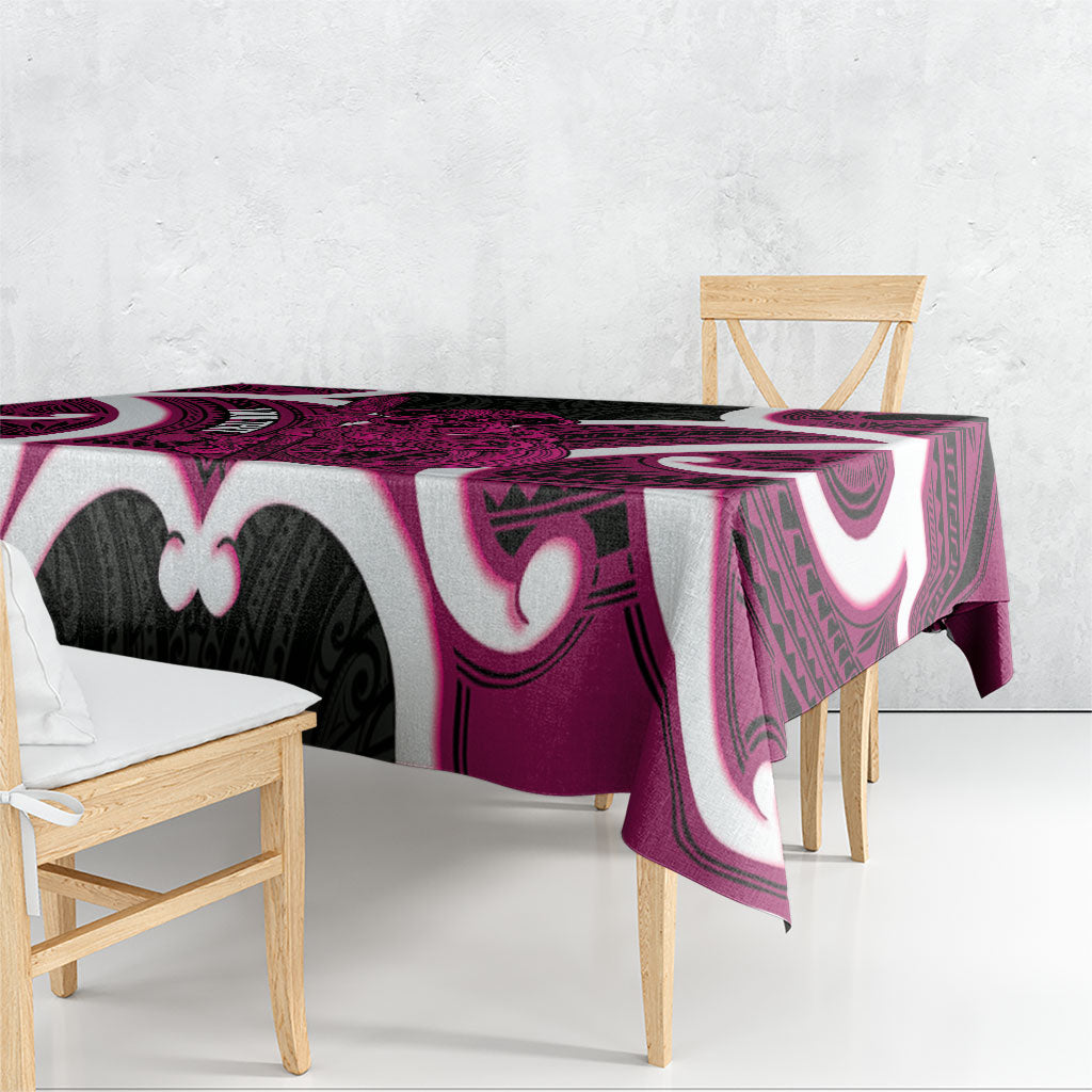 Mawhero Aotearoa Atua Tumatauenga Personalised Tablecloth Maori God Of War Tiki With Taiaha LT14 - Polynesian Pride