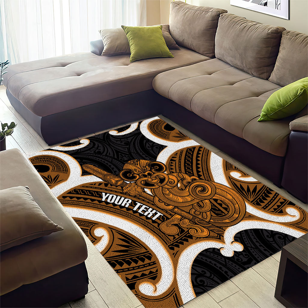 Karaka Aotearoa Atua Tumatauenga Personalised Area Rug Maori God Of War Tiki With Taiaha LT14 - Polynesian Pride