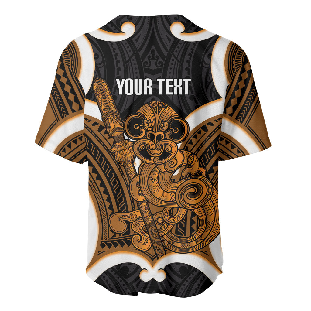 Karaka Aotearoa Atua Tumatauenga Personalised Baseball Jersey Maori God Of War Tiki With Taiaha LT14 - Polynesian Pride