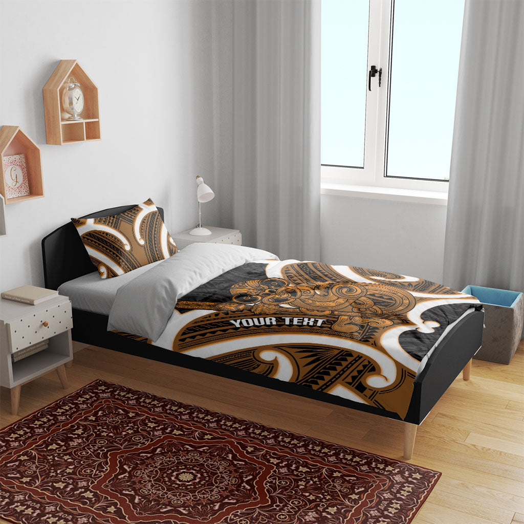 Karaka Aotearoa Atua Tumatauenga Personalised Bedding Set Maori God Of War Tiki With Taiaha LT14 - Polynesian Pride