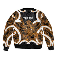 Karaka Aotearoa Atua Tumatauenga Personalised Bomber Jacket Maori God Of War Tiki With Taiaha LT14 - Polynesian Pride