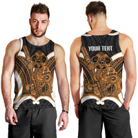 Karaka Aotearoa Atua Tumatauenga Personalised Men Tank Top Maori God Of War Tiki With Taiaha LT14 - Polynesian Pride
