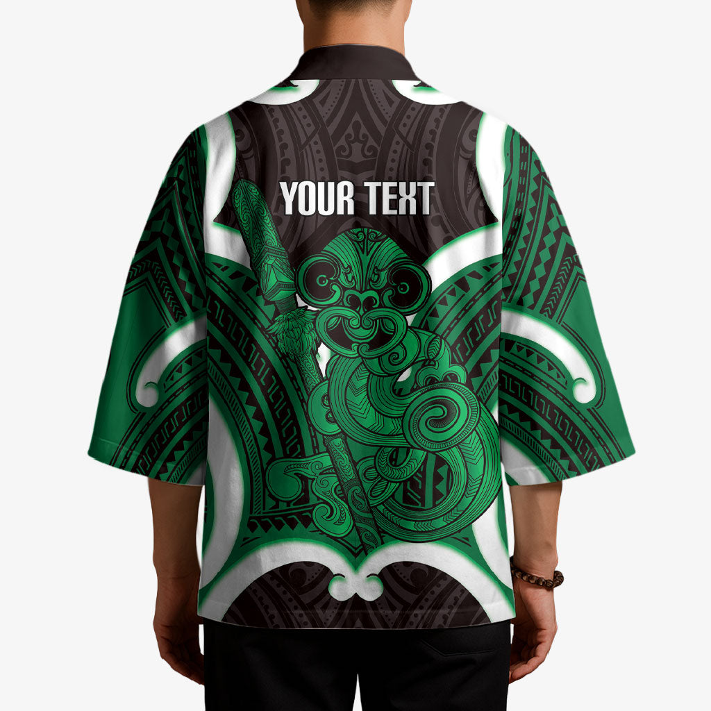 Kakariki Aotearoa Atua Tumatauenga Personalised Kimono Maori God Of War Tiki With Taiaha LT14 - Polynesian Pride
