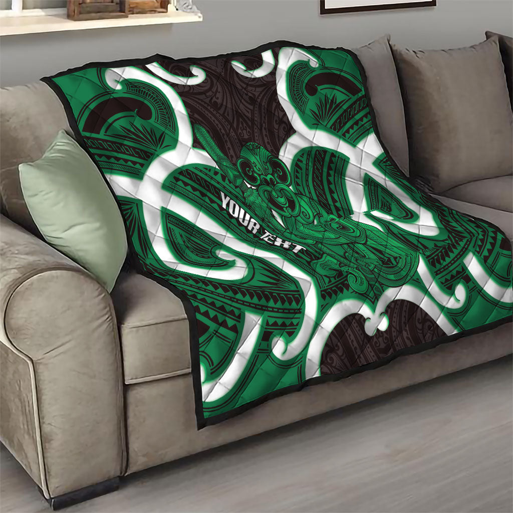 Kakariki Aotearoa Atua Tumatauenga Personalised Quilt Maori God Of War Tiki With Taiaha LT14 - Polynesian Pride