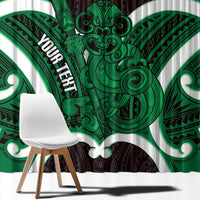 Kakariki Aotearoa Atua Tumatauenga Personalised Window Curtain Maori God Of War Tiki With Taiaha LT14 - Polynesian Pride