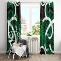 Kakariki Aotearoa Atua Tumatauenga Personalised Window Curtain Maori God Of War Tiki With Taiaha LT14 - Polynesian Pride