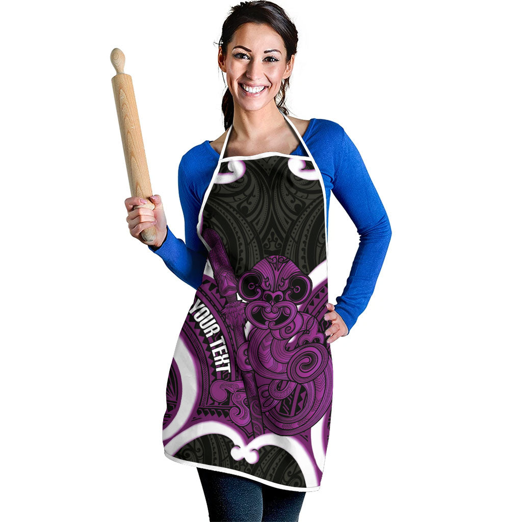 Waiporoporo Aotearoa Atua Tumatauenga Personalised Apron Maori God Of War Tiki With Taiaha LT14 - Polynesian Pride
