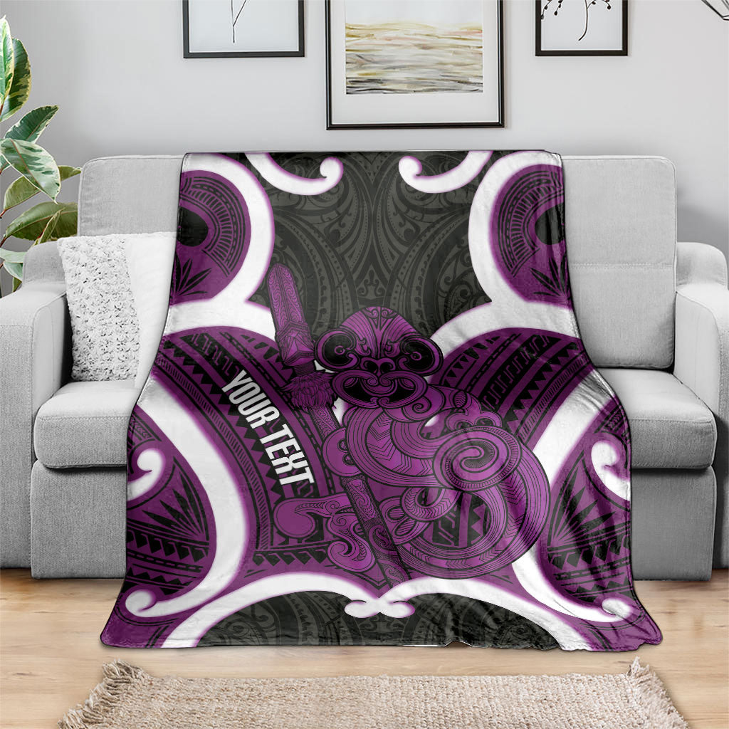 Waiporoporo Aotearoa Atua Tumatauenga Personalised Blanket Maori God Of War Tiki With Taiaha LT14 - Polynesian Pride