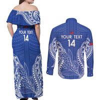Custom Manu Samoa Rugby 2024 Couples Matching Off Shoulder Maxi Dress and Long Sleeve Button Shirt Go Champions Samoan Tattoo