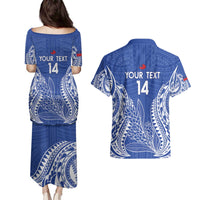 Custom Manu Samoa Rugby 2024 Couples Matching Puletasi and Hawaiian Shirt Go Champions Samoan Tattoo LT14 - Polynesian Pride