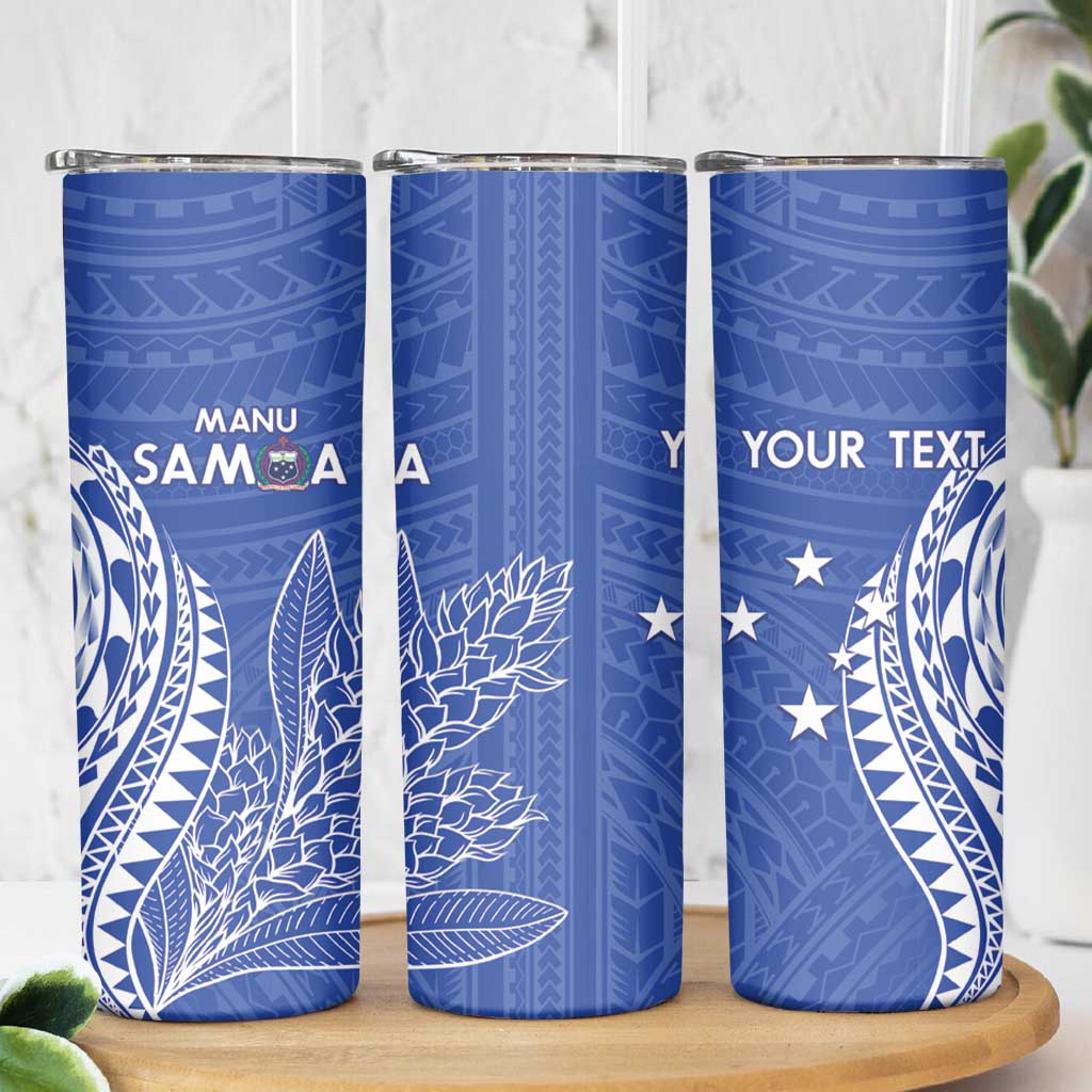 Custom Manu Samoa Rugby 2024 Skinny Tumbler Go Champions Samoan Tattoo