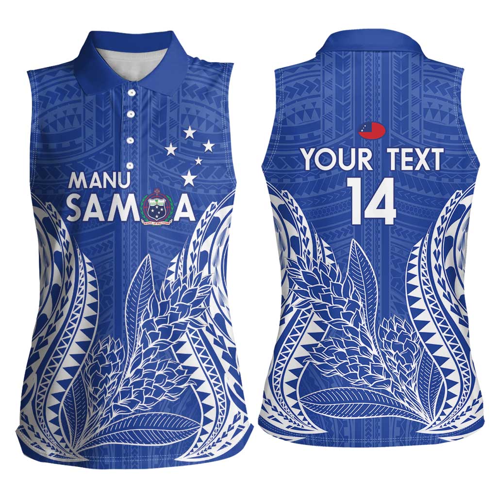 Custom Manu Samoa Rugby 2024 Women Sleeveless Polo Shirt Go Champions Samoan Tattoo LT14 - Polynesian Pride
