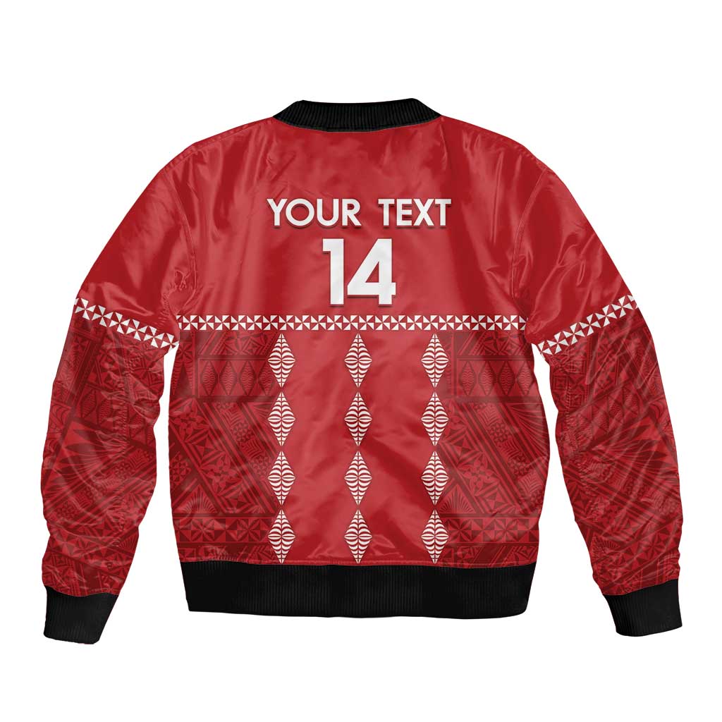 Custom Tonga Rugby 2024 Bomber Jacket Go Champions Ikale Tahi Ngatu Pattern